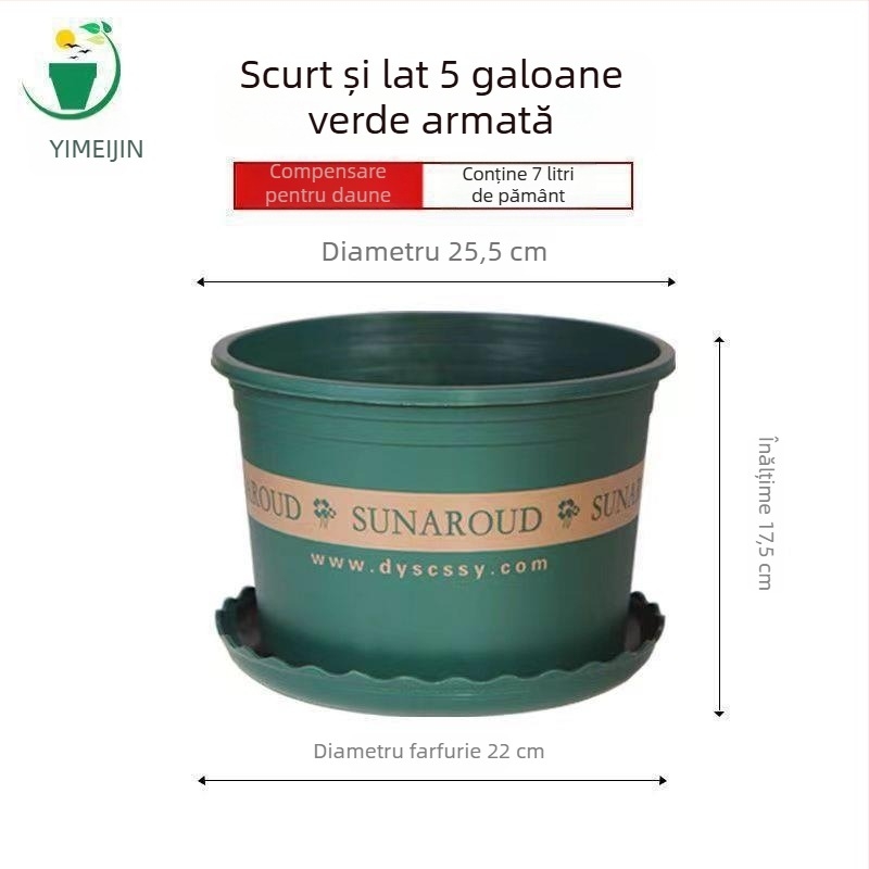 Ghiveci din plastic, dimensiune galon, potrivit pentru balcon și sufragerie, pentru plante verzi și trandafiri, extra-large, cu pereți groși
