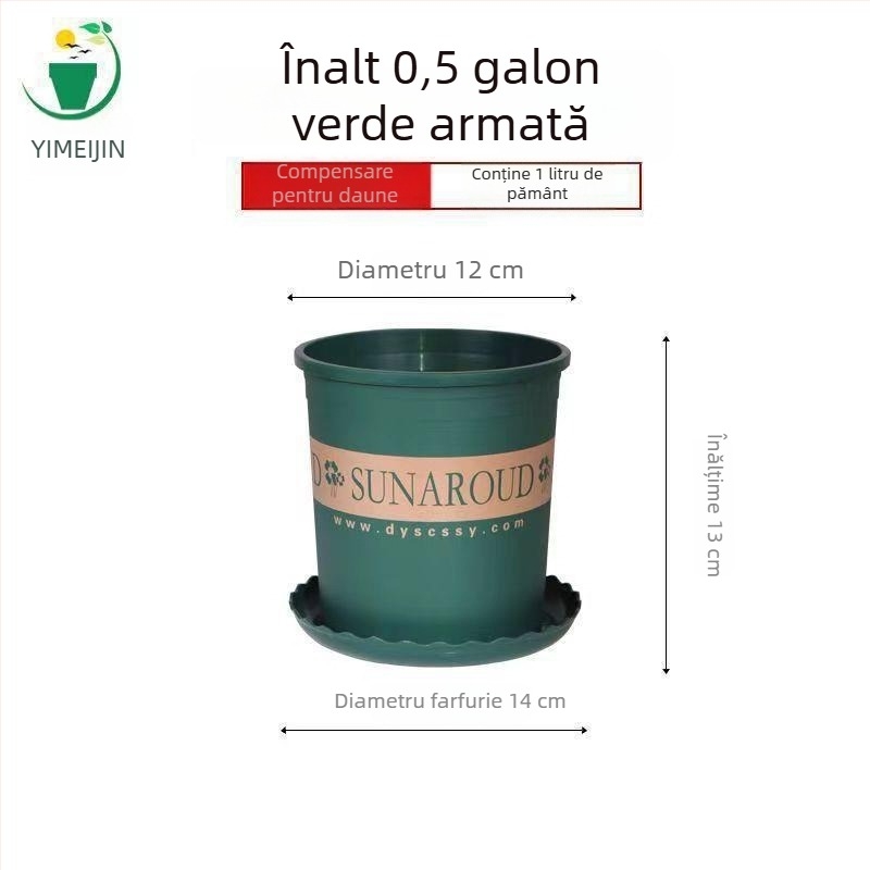 Ghiveci din plastic, dimensiune galon, potrivit pentru balcon și sufragerie, pentru plante verzi și trandafiri, extra-large, cu pereți groși