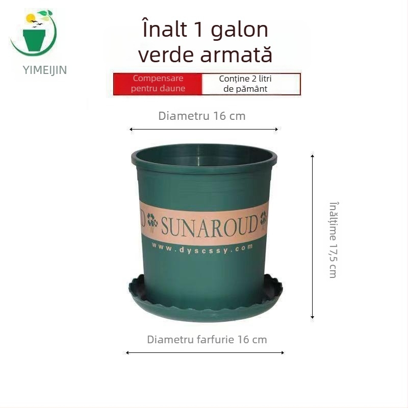 Ghiveci din plastic, dimensiune galon, potrivit pentru balcon și sufragerie, pentru plante verzi și trandafiri, extra-large, cu pereți groși