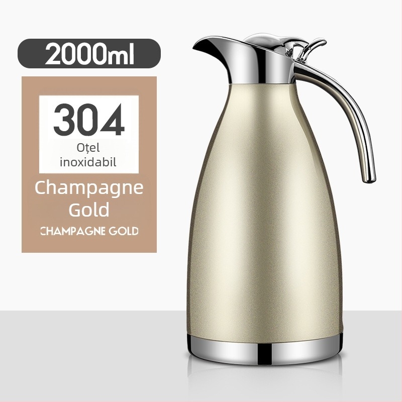 Termos izolant cu vid în stil european, interior din oțel inoxidabil 304, exterior 201, capacitate 2 L