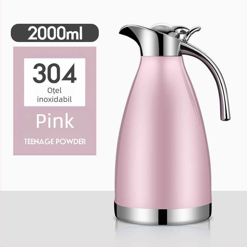 Termos izolant cu vid în stil european, interior din oțel inoxidabil 304, exterior 201, capacitate 2 L