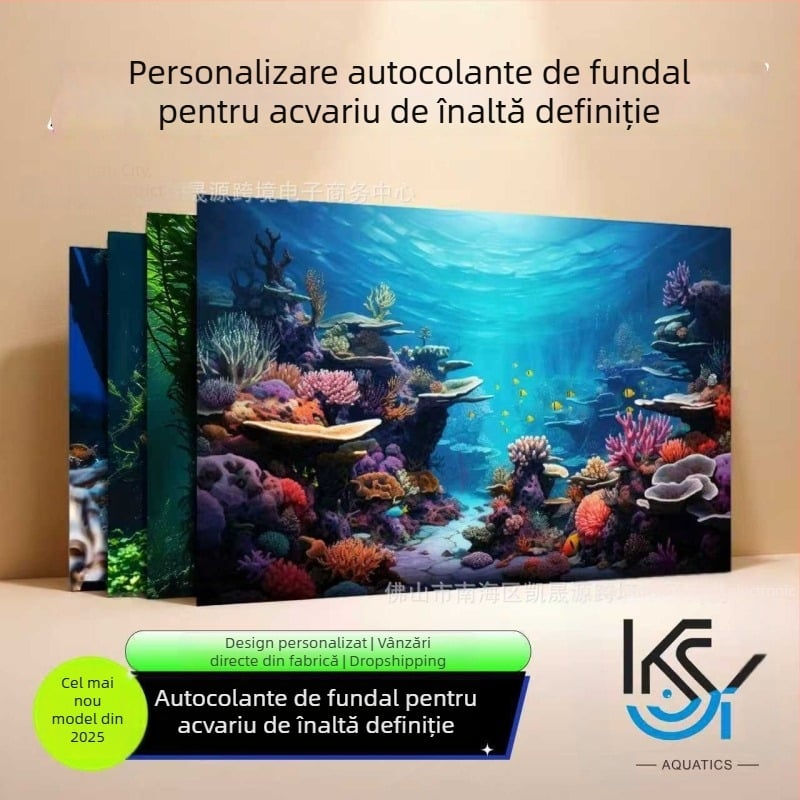 Fundal HD 5D pentru acvariu cu autocolant pentru peisaj – autoadeziv, fără reziduuri, film de fundal de înaltă definiție