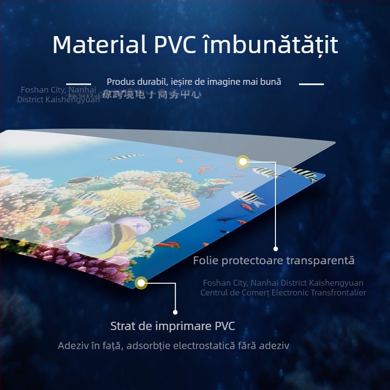 Fundal HD 5D pentru acvariu cu autocolant pentru peisaj – autoadeziv, fără reziduuri, film de fundal de înaltă definiție