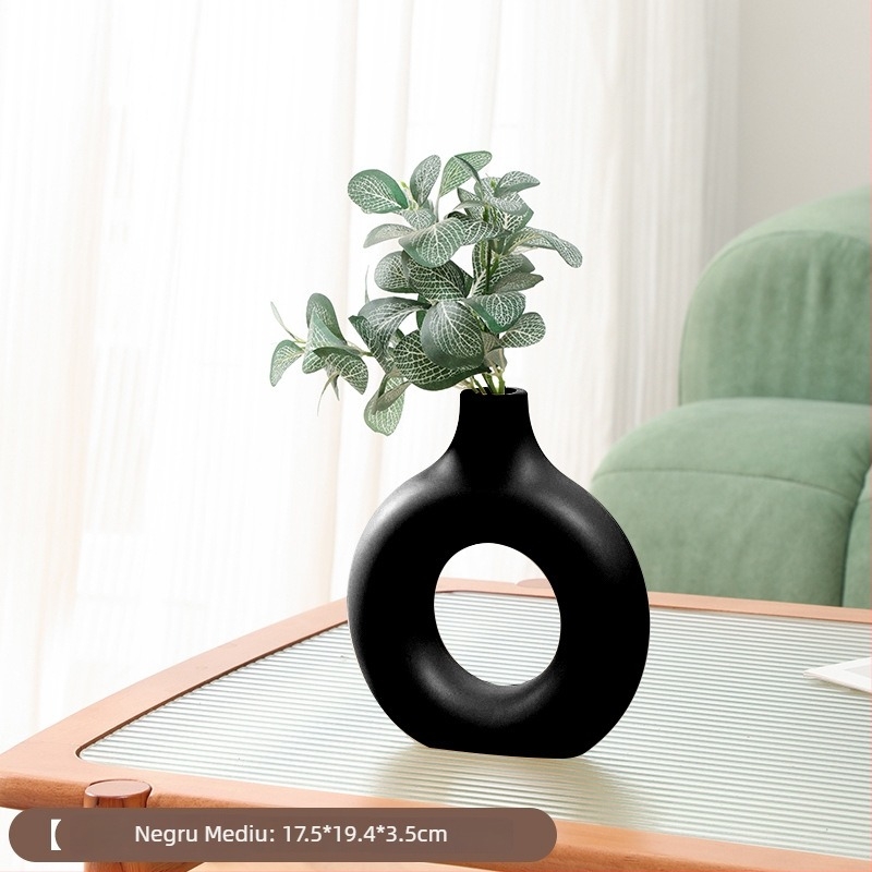 Vază decorativă în stil nordic, imitare ceramică, în formă de gogoașă, pentru aranjamente cu flori proaspete sau uscate