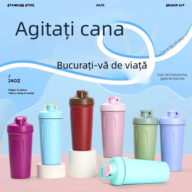  Cana izolată din oțel inoxidabil 304 cu scară, culoare solidă, pentru uz casnic, ceașcă de cafea, shaker portabil pentru pudră de proteine