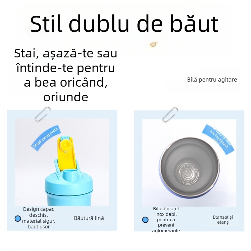  Cana izolată din oțel inoxidabil 304 cu scară, culoare solidă, pentru uz casnic, ceașcă de cafea, shaker portabil pentru pudră de proteine