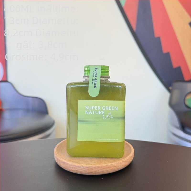Sticlă de suc stil influencer, din plastic Tritan verde, cu capac cu orificiu și pai