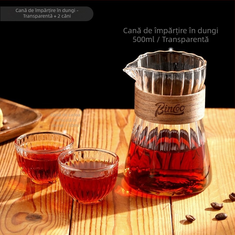 Bincoo Set cafea cu cană cu dungi pentru preparare manuală, filtru de cafea, ceainic Cloud și ceașcă japoneză pentru cold brew