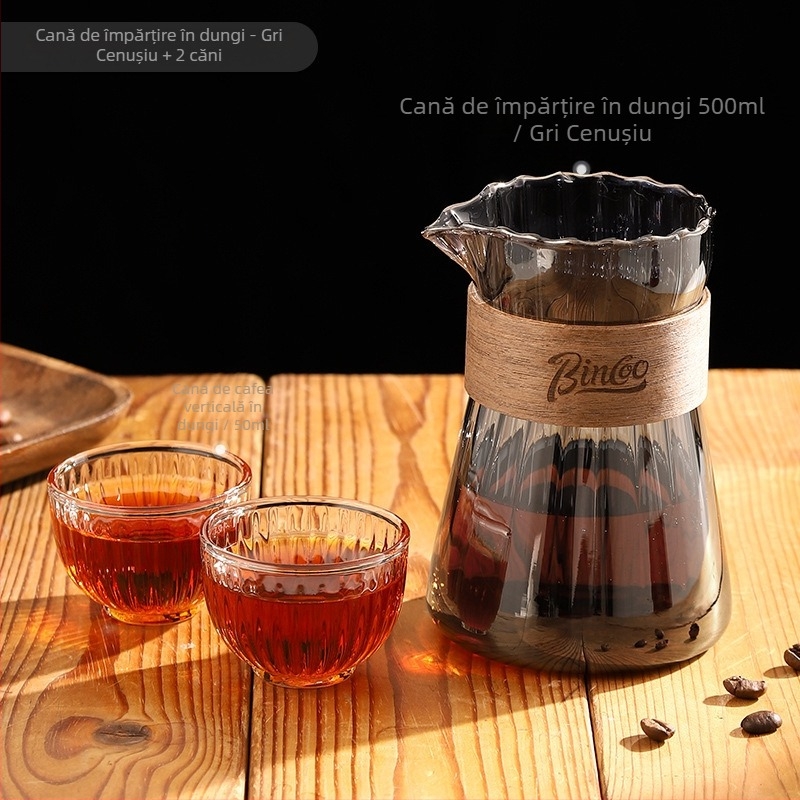 Bincoo Set cafea cu cană cu dungi pentru preparare manuală, filtru de cafea, ceainic Cloud și ceașcă japoneză pentru cold brew