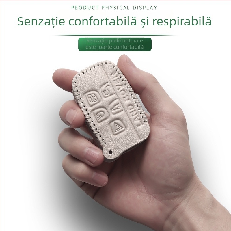 Carcasă din piele pentru cheie Land Rover – compatibilă cu Evoque, Velar, Defender, Range Rover, Range Rover Sport, Discovery și Discovery Sport