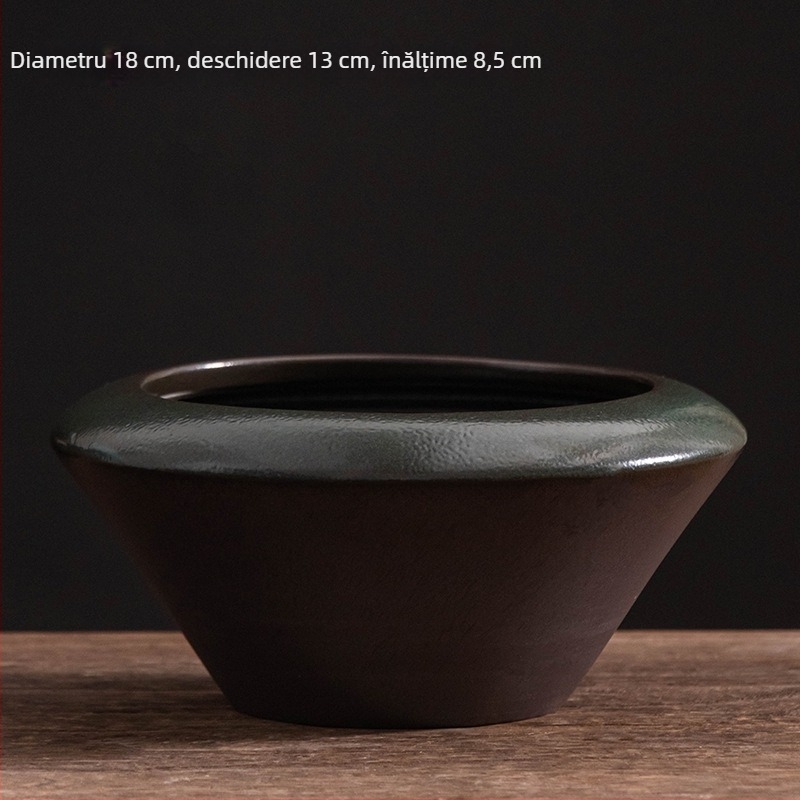 Vas hidroponic din ceramică neporeză pentru plante verzi, mușchi și ferigi — decor de birou interior
