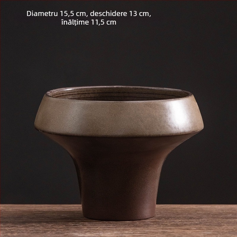 Vas hidroponic din ceramică neporeză pentru plante verzi, mușchi și ferigi — decor de birou interior