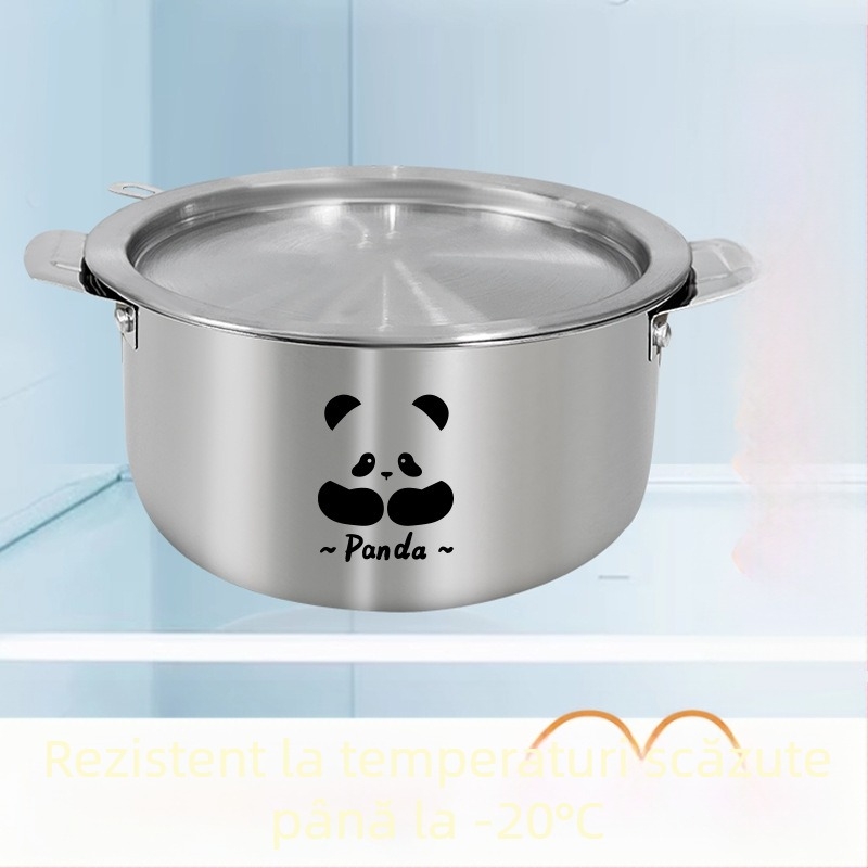 Vas din oțel inoxidabil 304 cu capac și filtru, mâneri duble, recipient pentru grăsime, potrivit pentru frigider, vas de filtrare a uleiului de chili