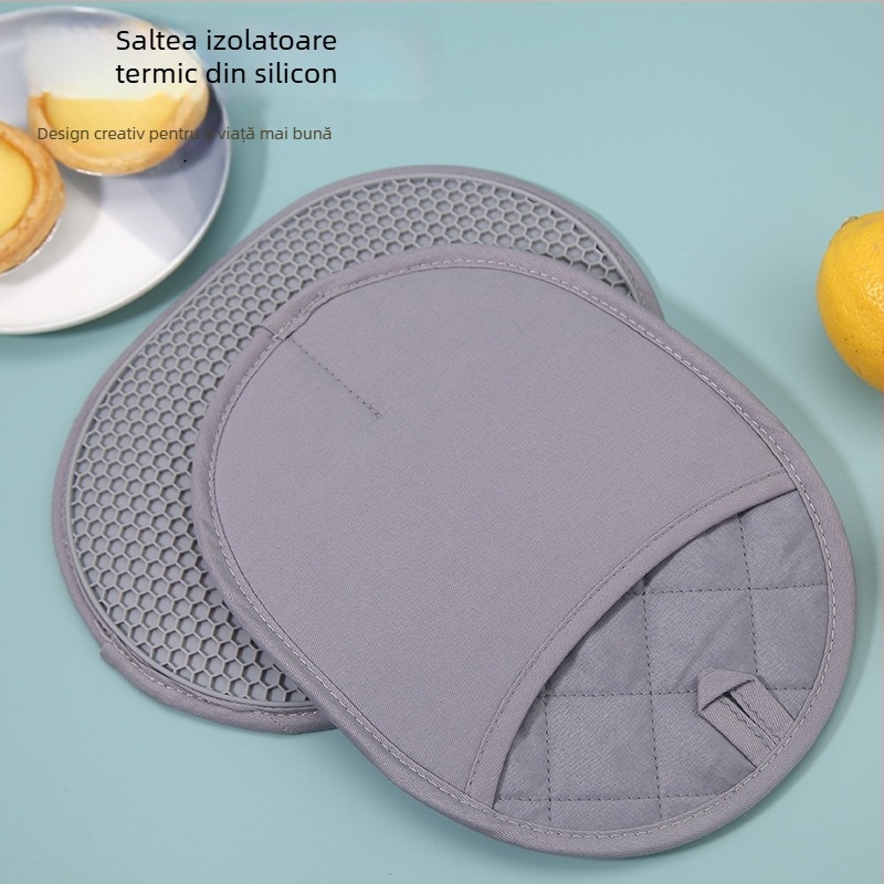Plăcuță izolatoare din silicon pentru bucătărie, cu mănuși de cuptor rezistente la căldură