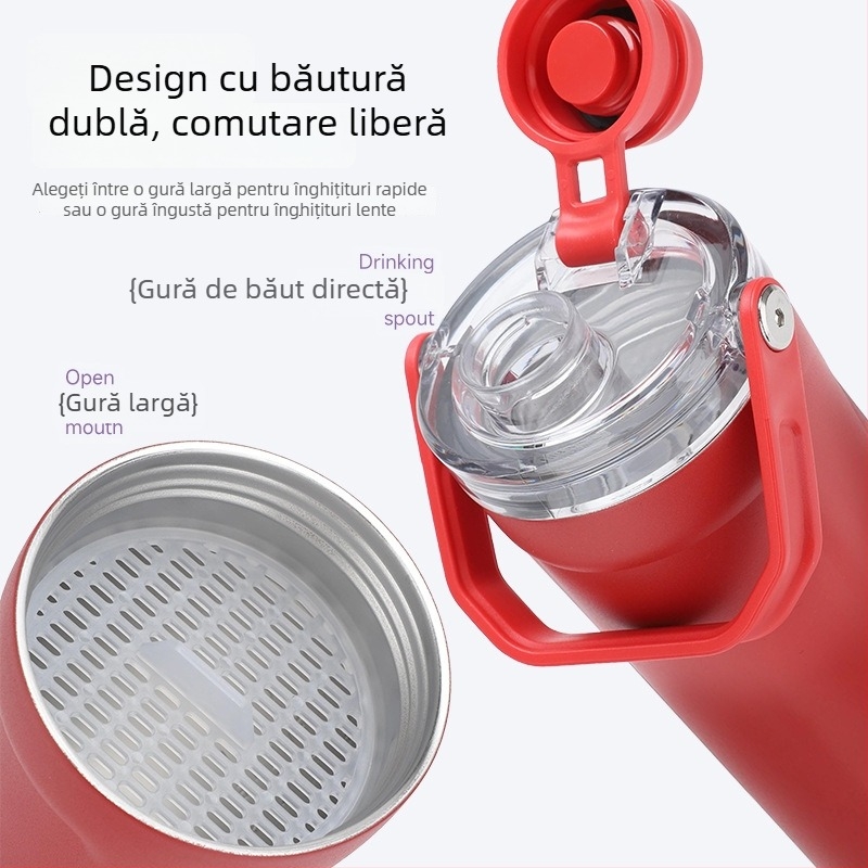Termos din oțel inoxidabil, capacitate mare, shaker portabil, ideal pentru activități în aer liber, personalizabil cu logo