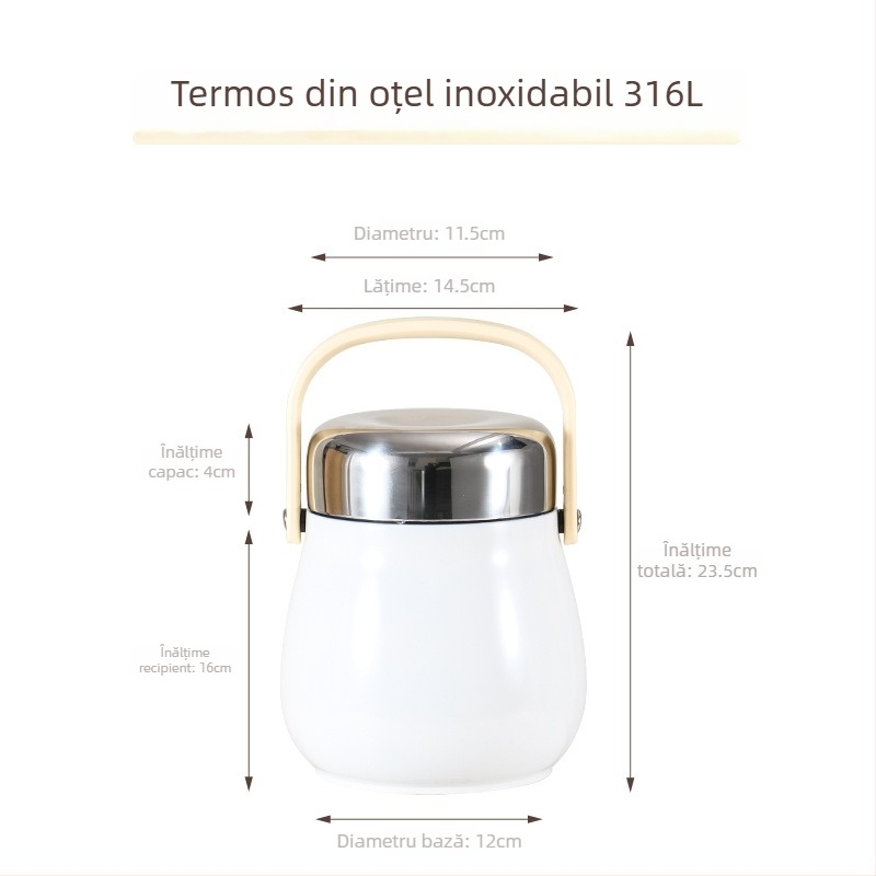 Haowen Cutie pentru prânz izolată din oțel inoxidabil 304, cu mai multe compartimente, portabilă pentru birou