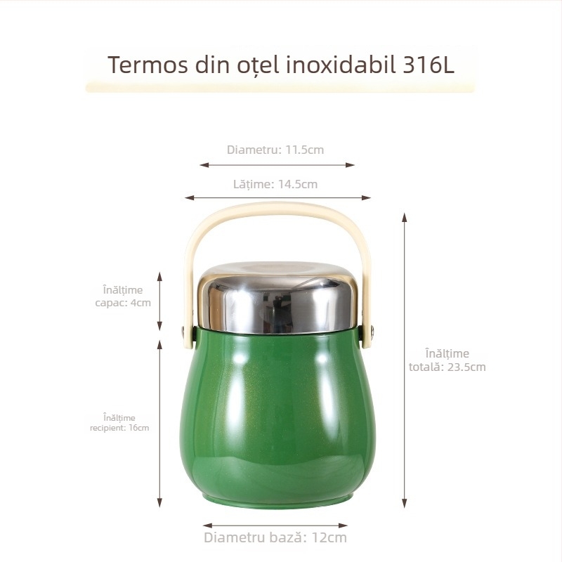 Haowen Cutie pentru prânz izolată din oțel inoxidabil 304, cu mai multe compartimente, portabilă pentru birou