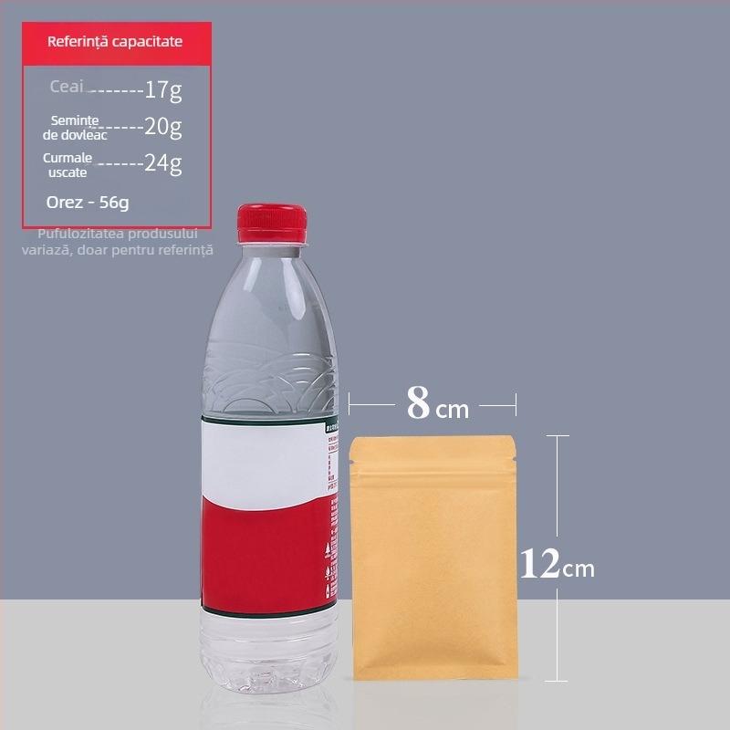 Pungi din hârtie kraft cu acoperire de aluminiu, bază plată, rezistente la apă și umezeală, sigilare alimentară, ambalare ceai, pungi auto-sigilante din hârtie kraft cu folie de aluminiu
