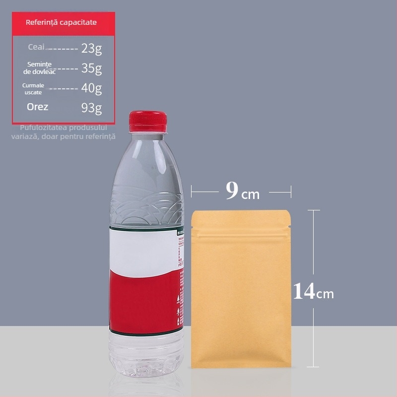 Pungi din hârtie kraft cu acoperire de aluminiu, bază plată, rezistente la apă și umezeală, sigilare alimentară, ambalare ceai, pungi auto-sigilante din hârtie kraft cu folie de aluminiu