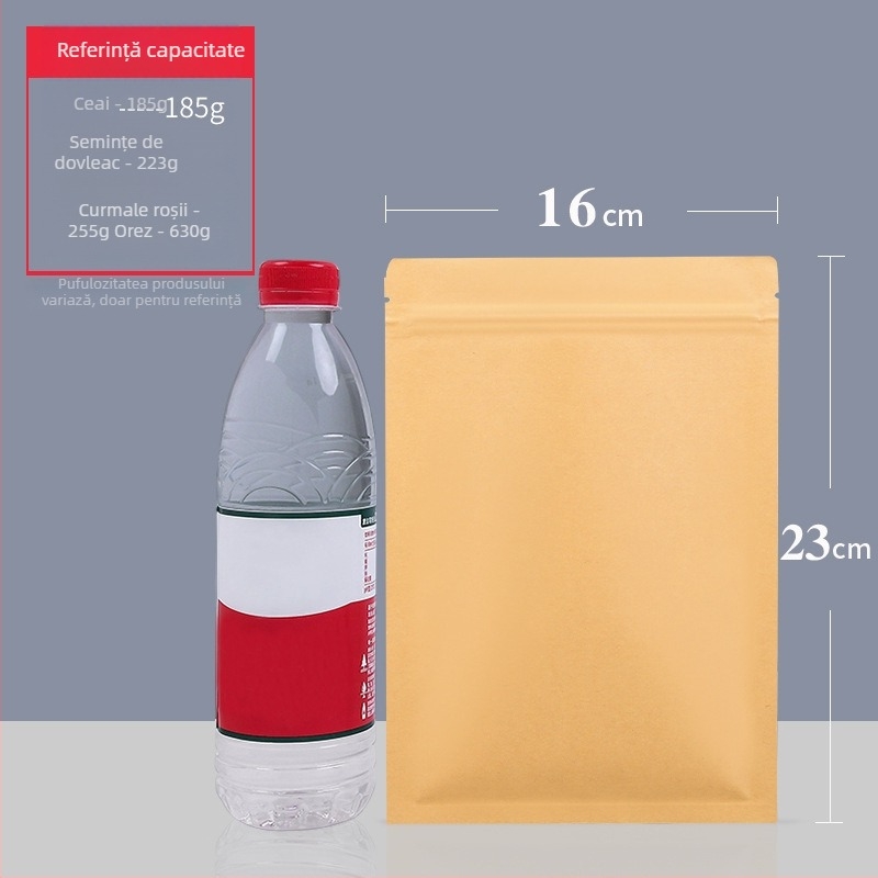 Pungi din hârtie kraft cu acoperire de aluminiu, bază plată, rezistente la apă și umezeală, sigilare alimentară, ambalare ceai, pungi auto-sigilante din hârtie kraft cu folie de aluminiu