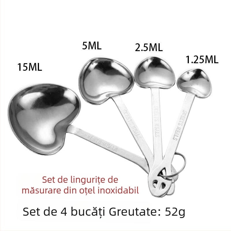 Set de măsură din oțel inoxidabil cu două scări pentru coacere, cafea și condimente