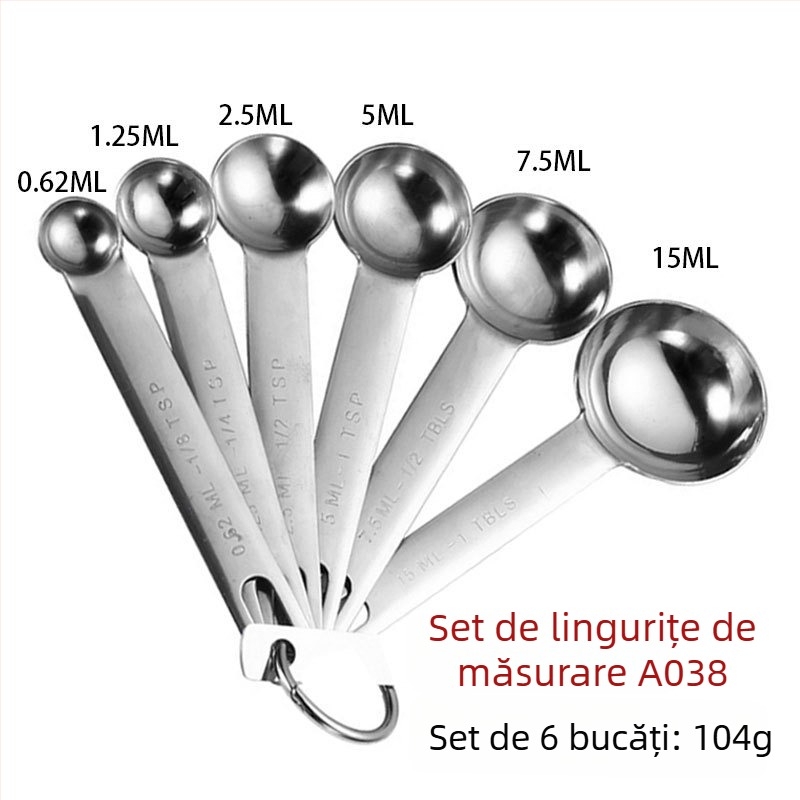 Set de măsură din oțel inoxidabil cu două scări pentru coacere, cafea și condimente