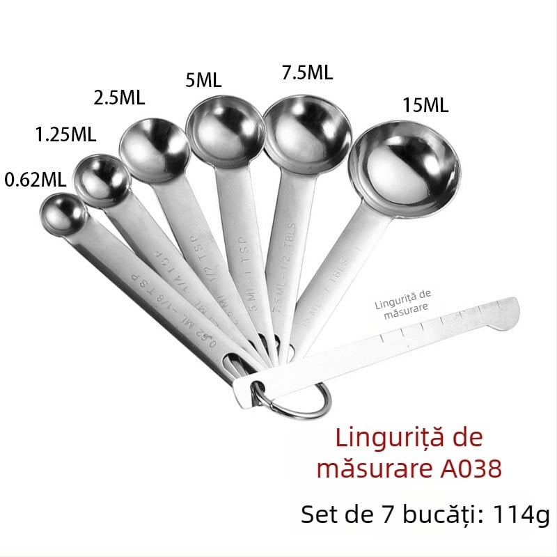 Set de măsură din oțel inoxidabil cu două scări pentru coacere, cafea și condimente