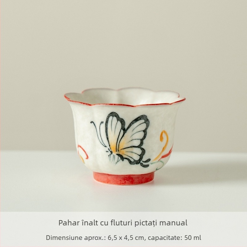 Ceainic ceramic pictat manual, corp rotund, cu model de pene, capac în stil gaiwan, pentru prepararea ceaiului acasă