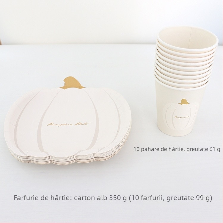 Farfurii de hârtie de unică folosință, cu temă dovleac, de 7 inch, pentru petrecerea de ziua de naștere și masa de desert