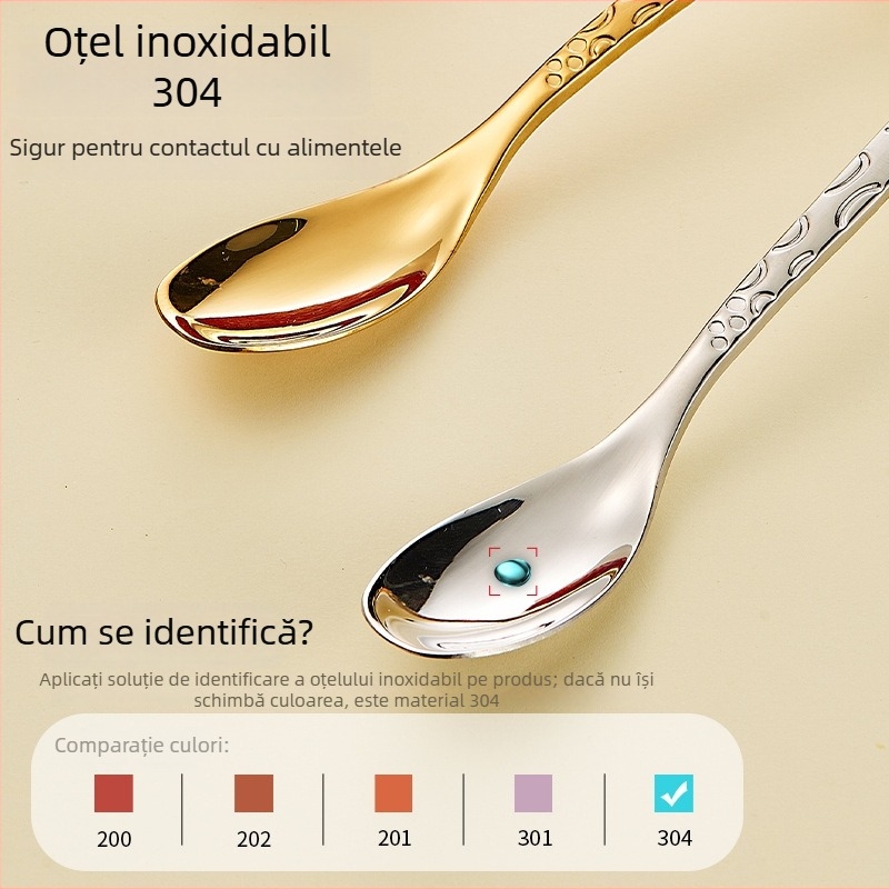 Lingură-furculiță cu mâner de girafă, aurie, design de animație, oțel inoxidabil 304, pentru cafea, deserturi și prăjituri