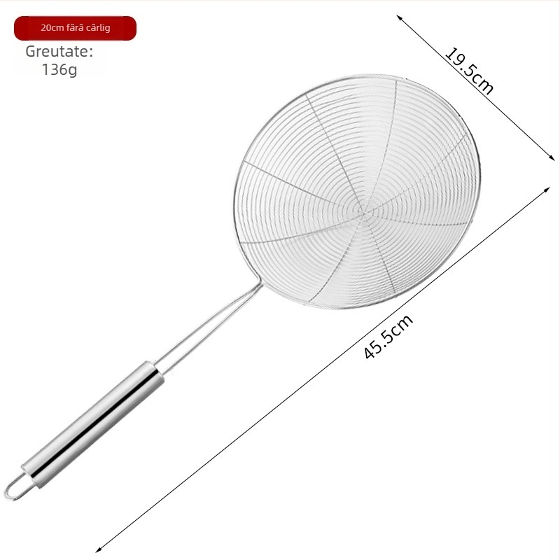 304 oțel inoxidabil – strecurător mare pentru bucătărie, sită din plasă, ideal pentru supă fierbinte, filtrare ulei, tăiței și găluște