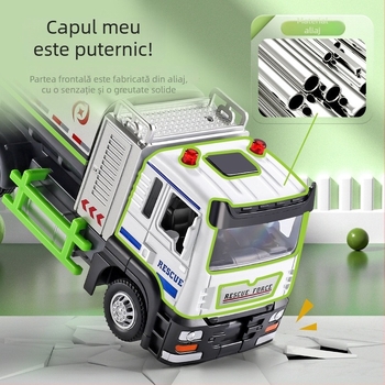 Mașină de jucărie cu pulverizator de apă din aliaj – model de vehicul sanitar și ingineresc pentru controlul prafului