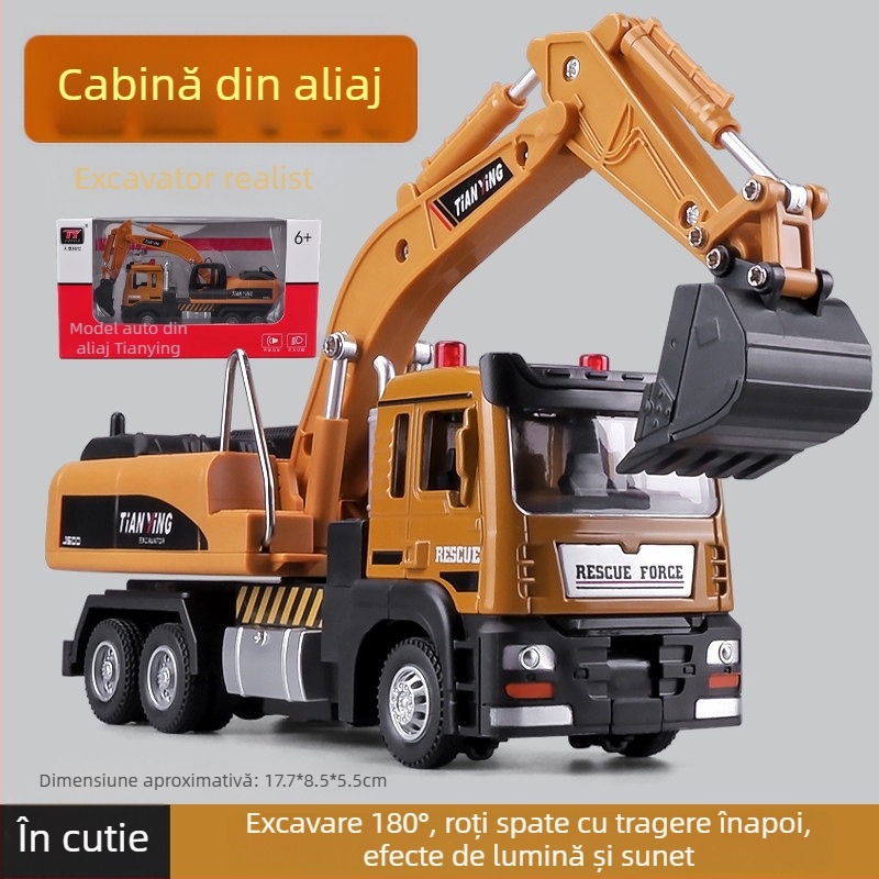 Mașină de jucărie cu pulverizator de apă din aliaj – model de vehicul sanitar și ingineresc pentru controlul prafului