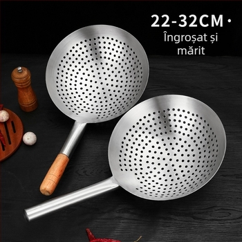 Lingură din oțel inoxidabil cu găuri pentru prăjit și hot pot, protecție împotriva arsurilor, controlul stropilor de ulei, scurgere și ridicare de tăiței, pentru bucătărie casnică și profesională