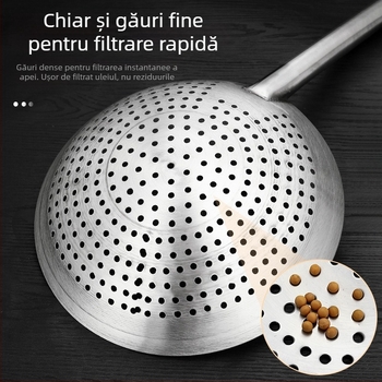 Lingură din oțel inoxidabil cu găuri pentru prăjit și hot pot, protecție împotriva arsurilor, controlul stropilor de ulei, scurgere și ridicare de tăiței, pentru bucătărie casnică și profesională