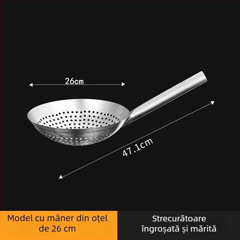 Lingură din oțel inoxidabil cu găuri pentru prăjit și hot pot, protecție împotriva arsurilor, controlul stropilor de ulei, scurgere și ridicare de tăiței, pentru bucătărie casnică și profesională