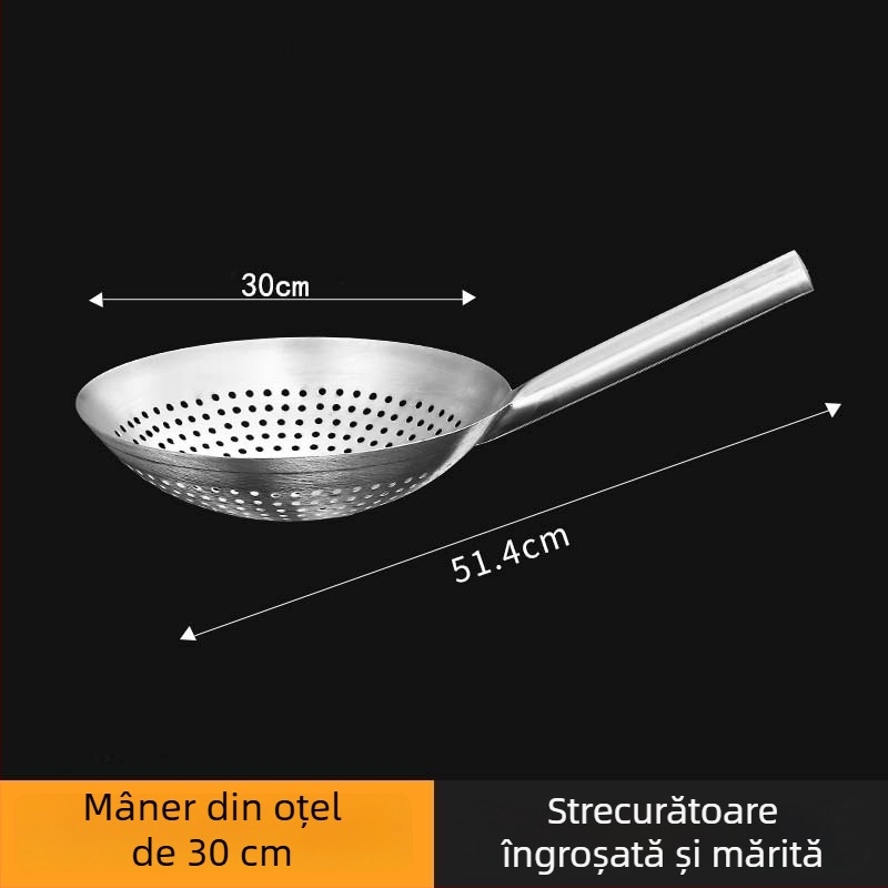 Lingură din oțel inoxidabil cu găuri pentru prăjit și hot pot, protecție împotriva arsurilor, controlul stropilor de ulei, scurgere și ridicare de tăiței, pentru bucătărie casnică și profesională