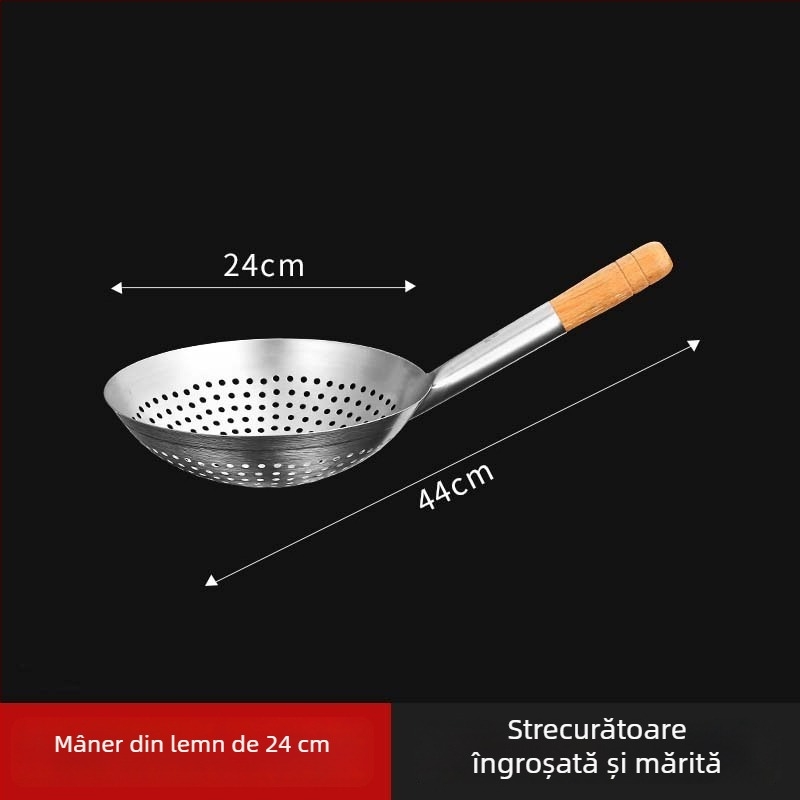 Lingură din oțel inoxidabil cu găuri pentru prăjit și hot pot, protecție împotriva arsurilor, controlul stropilor de ulei, scurgere și ridicare de tăiței, pentru bucătărie casnică și profesională