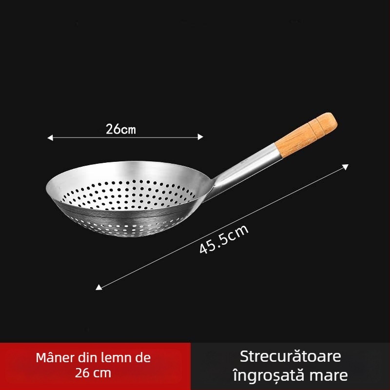 Lingură din oțel inoxidabil cu găuri pentru prăjit și hot pot, protecție împotriva arsurilor, controlul stropilor de ulei, scurgere și ridicare de tăiței, pentru bucătărie casnică și profesională