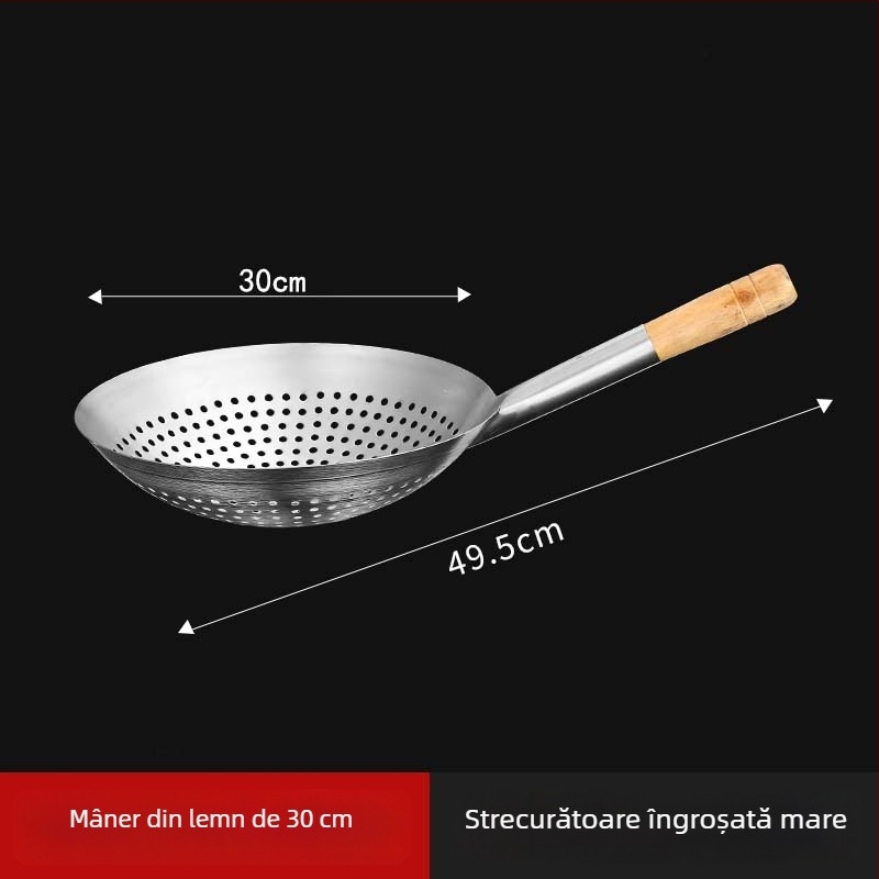 Lingură din oțel inoxidabil cu găuri pentru prăjit și hot pot, protecție împotriva arsurilor, controlul stropilor de ulei, scurgere și ridicare de tăiței, pentru bucătărie casnică și profesională