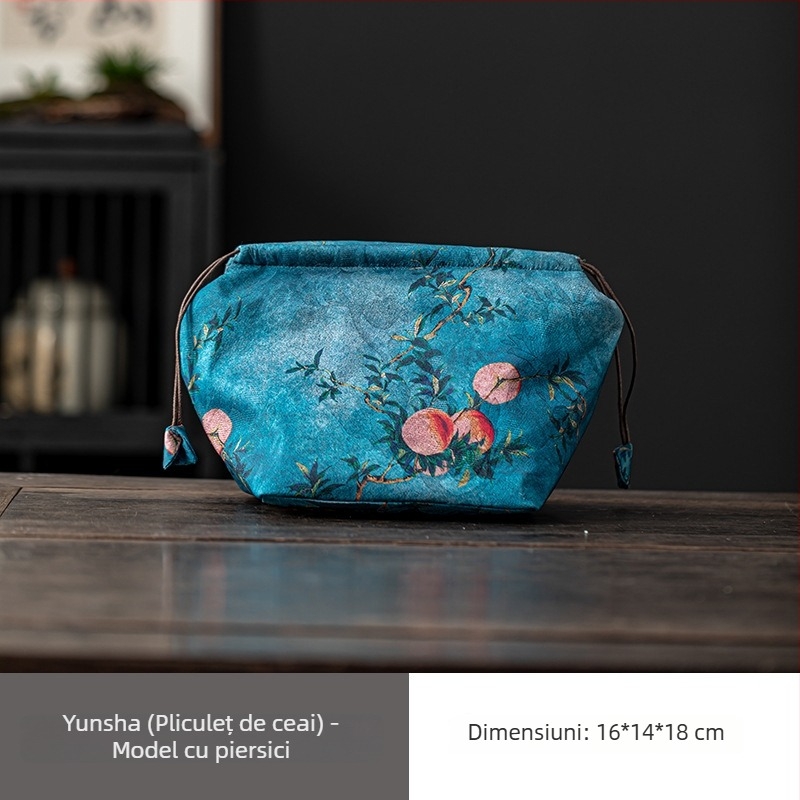 Geantă de transport pentru set de ceai în stil chinezesc, pentru ceainic și accesorii