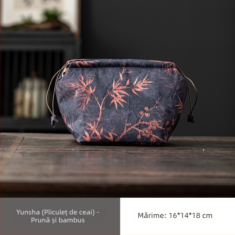 Geantă de transport pentru set de ceai în stil chinezesc, pentru ceainic și accesorii