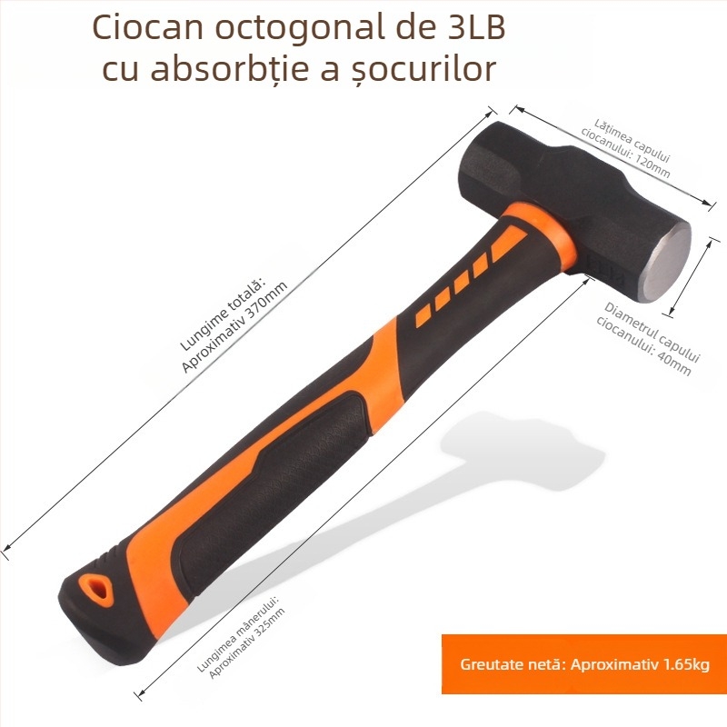 Ciocan octagonal pentru demolarea pereților, corp solid, ciocan manual greu