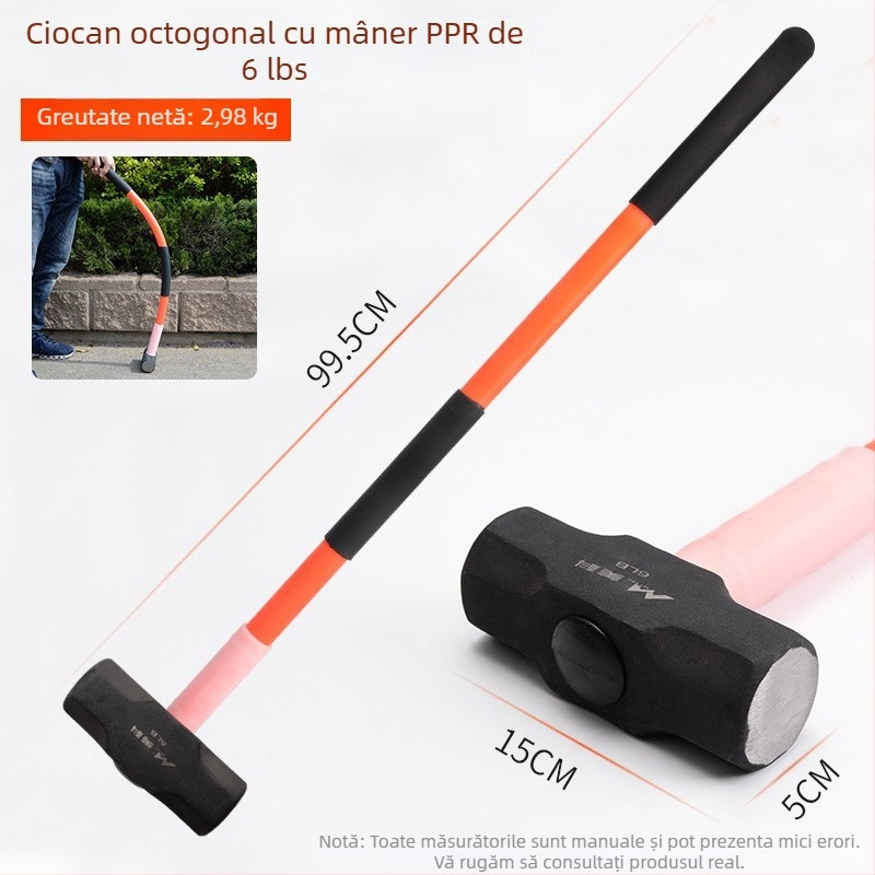 Ciocan octagonal pentru demolarea pereților, corp solid, ciocan manual greu