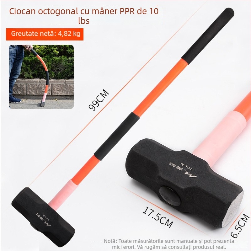 Ciocan octagonal pentru demolarea pereților, corp solid, ciocan manual greu