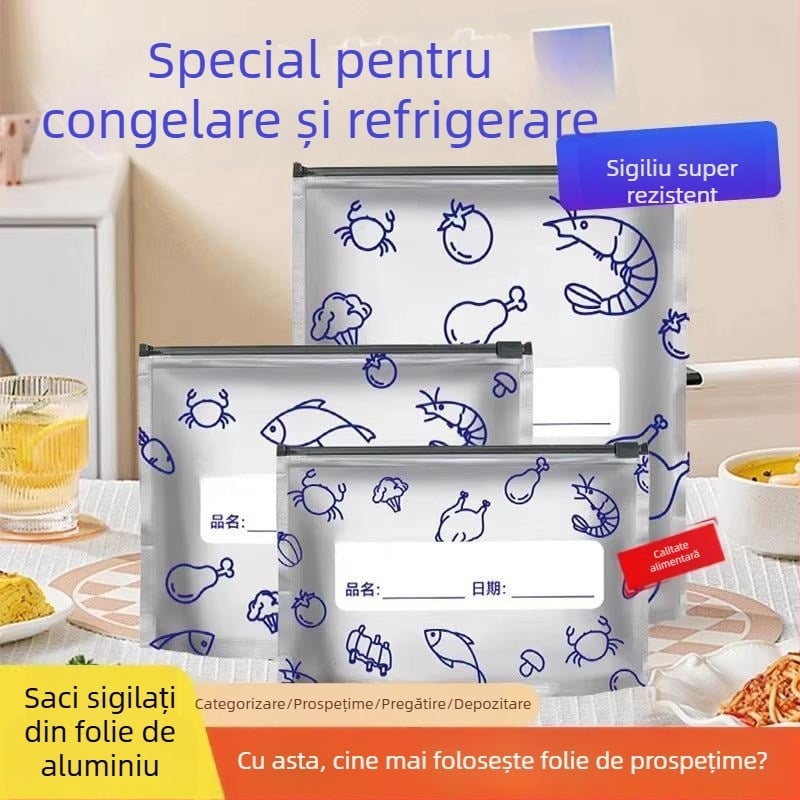 Pungi din folie de aluminiu pentru conservarea prospețimii în frigider, pungi sigilate ermetic pentru carne congelată