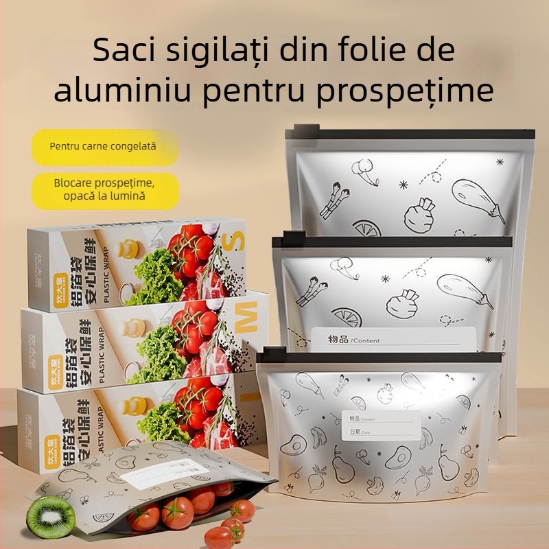 Pungi din folie de aluminiu pentru conservarea prospețimii în frigider, pungi sigilate ermetic pentru carne congelată