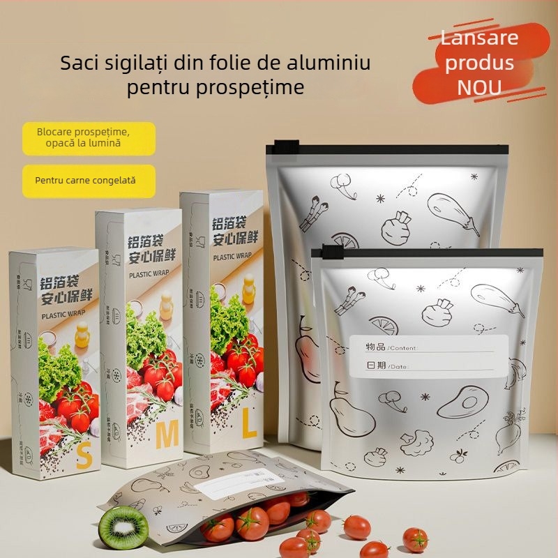 Pungi din folie de aluminiu pentru conservarea prospețimii în frigider, pungi sigilate ermetic pentru carne congelată