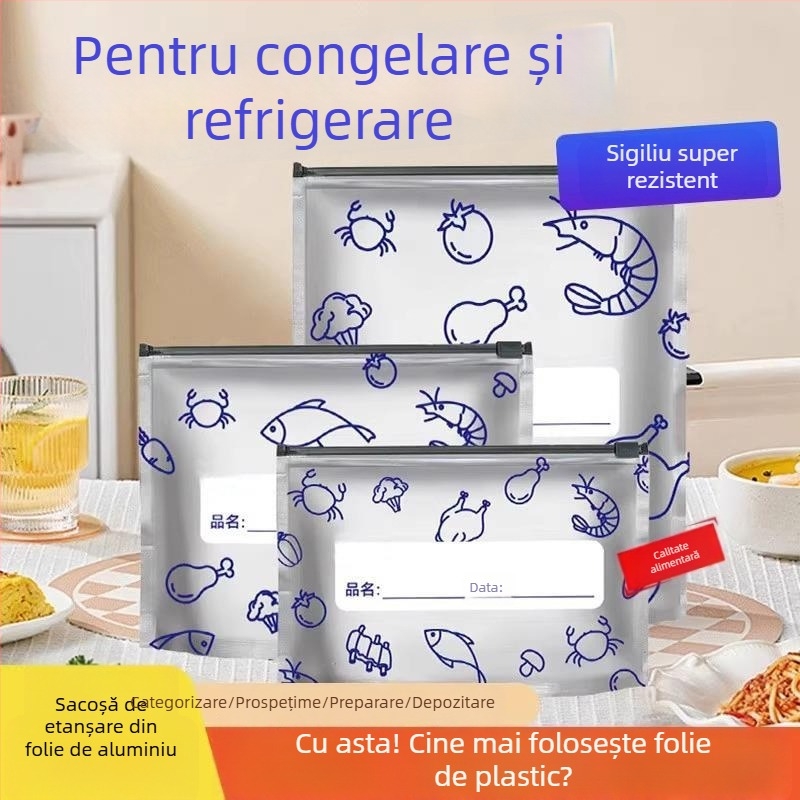 Pungi din folie de aluminiu pentru conservarea prospețimii în frigider, pungi sigilate ermetic pentru carne congelată