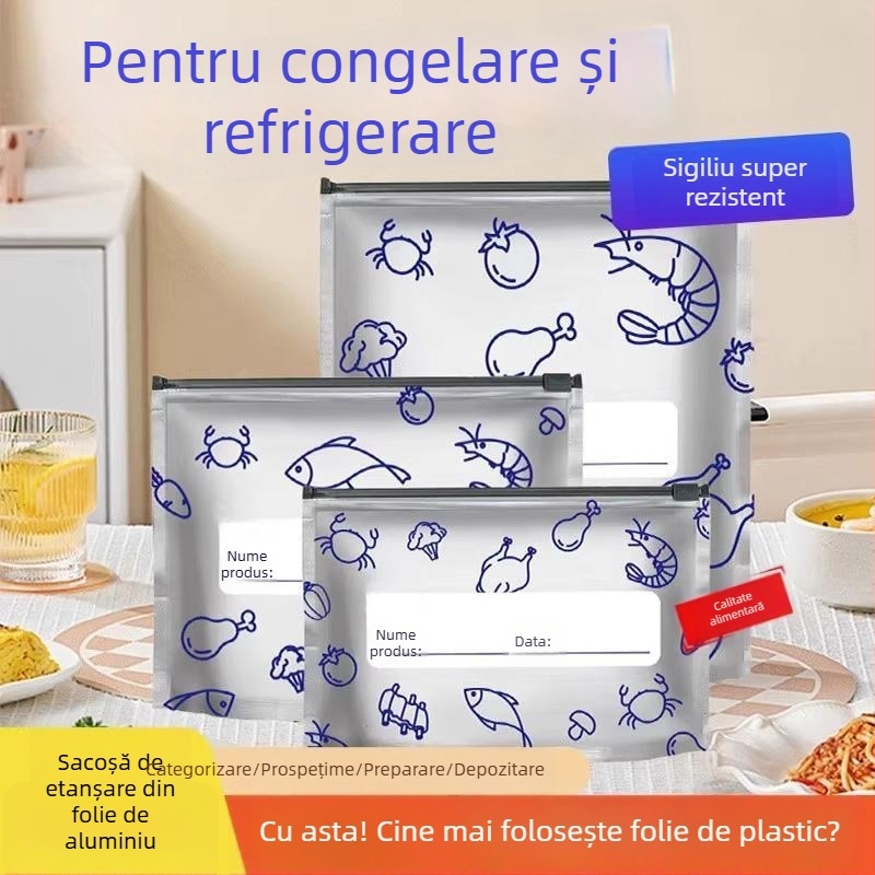 Pungi din folie de aluminiu pentru conservarea prospețimii în frigider, pungi sigilate ermetic pentru carne congelată